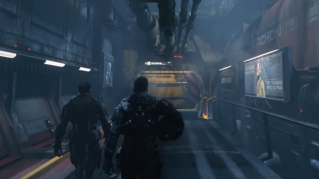 2 characters walking down a hallway in Squadron 42