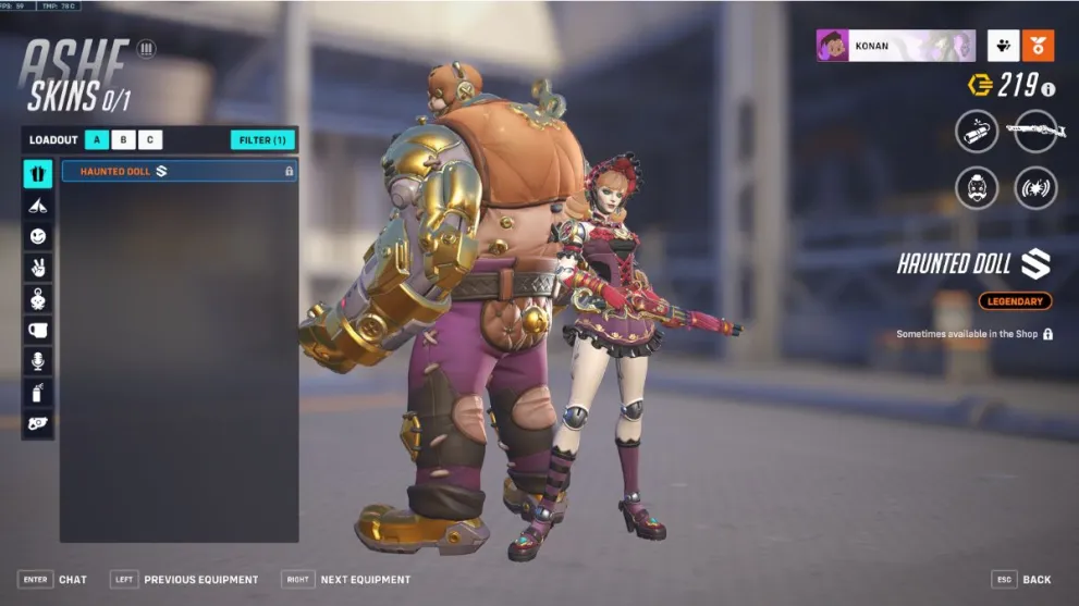 Ashe's Haunted Doll skin in Overwatch 2