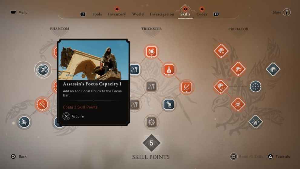 assassin's creed mirage focus capacity