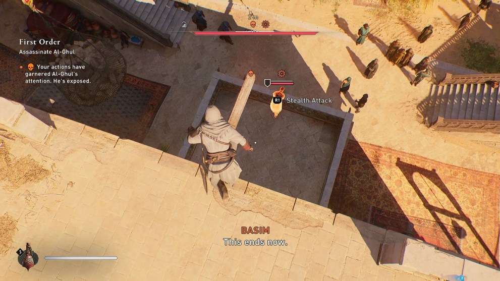 Basim assassinates Al-Ghul in AC Mirage.