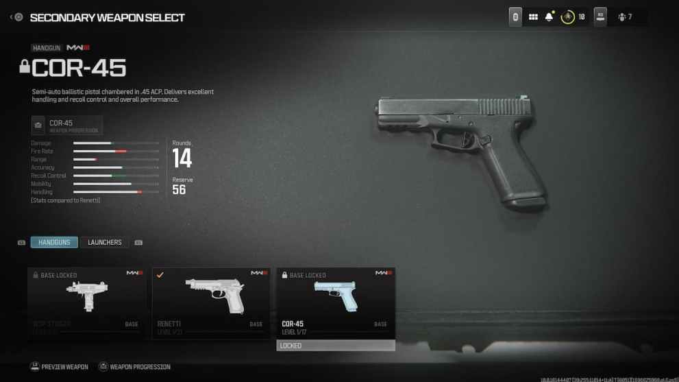 COR-45 Handgun in Modern Warfare 3