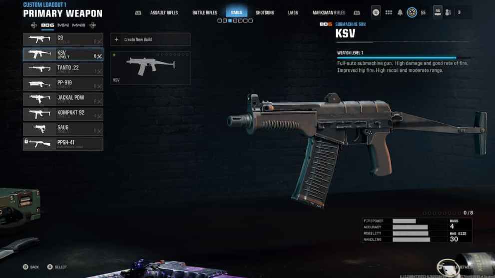 Call of Duty SMG Warzone KSV