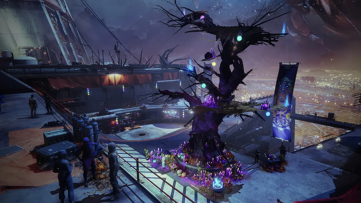 The Tower in Destiny 2 with the Festival of the Lost decorations
