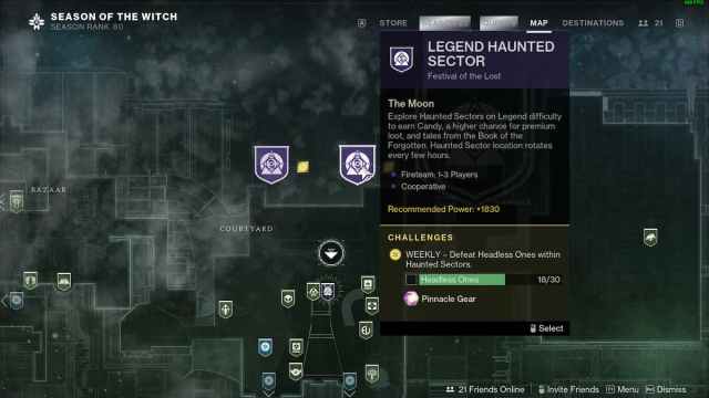 The splash screen for Legend Haunted Sectors in Destiny 2