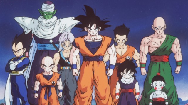 The main cast of Dragon Ball Z pose in a piece of key art