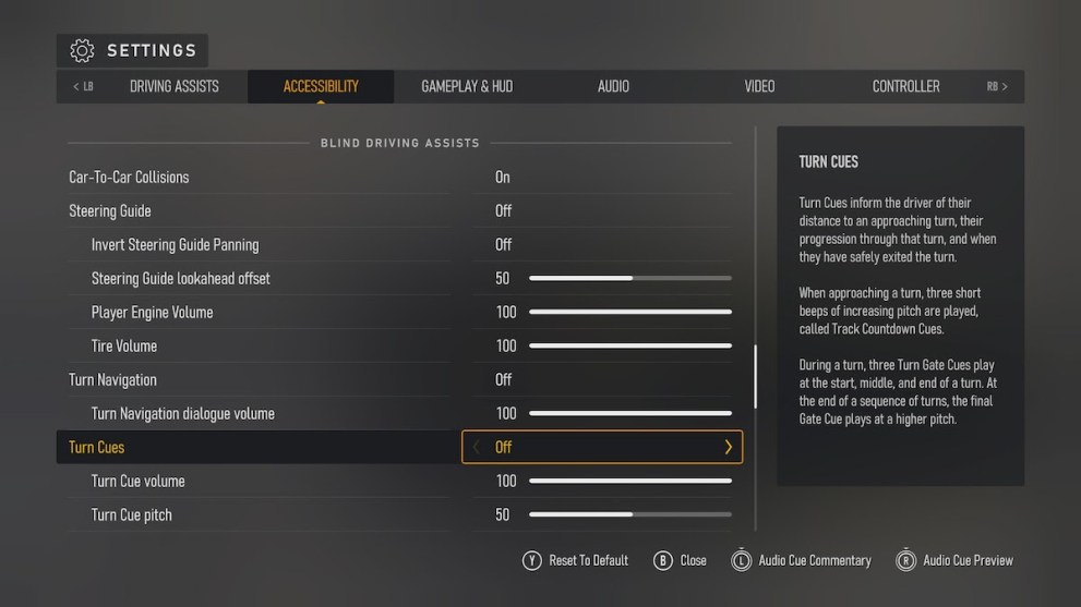 forza motorsport accessibility settings assists