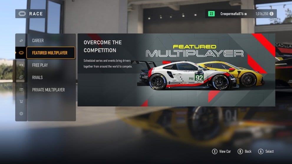 forza motorsport multiplayer options menu