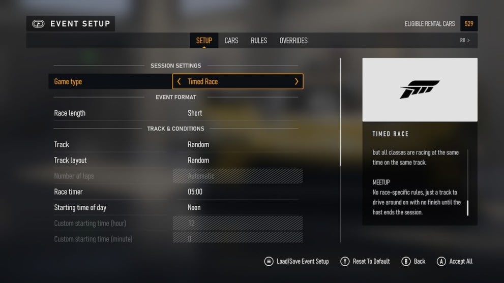 forza motorsport private multiplayer lobby settings