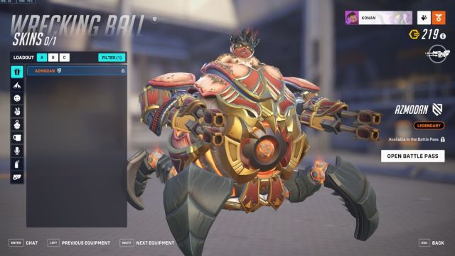 Wrecking Ball's Azmodan skin in Overwatch 2