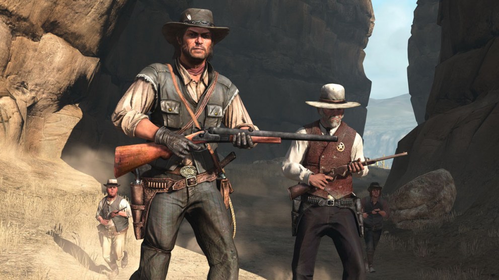John Marston holding a rifle in Red Dead Redemption