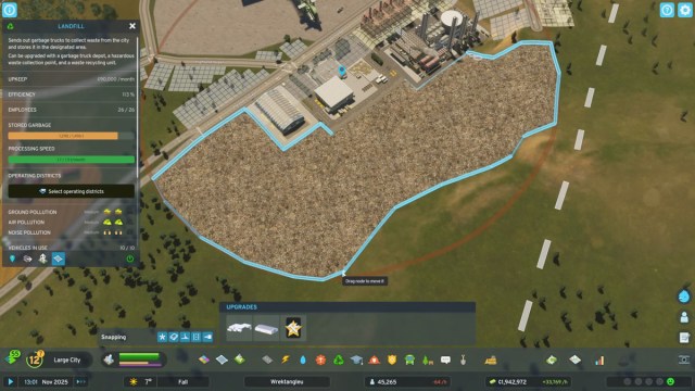 Landfill creation in Cities Skylines 2