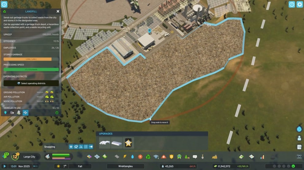 Landfill creation in Cities Skylines 2