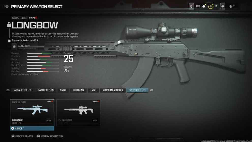 Longbow Sniper Rifle in Modern Warfare 3