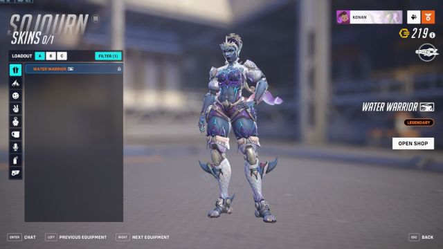 Sojourn's Water Warrior skin in Overwatch 2