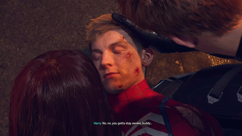 Peter dying in Spider-Man 2.