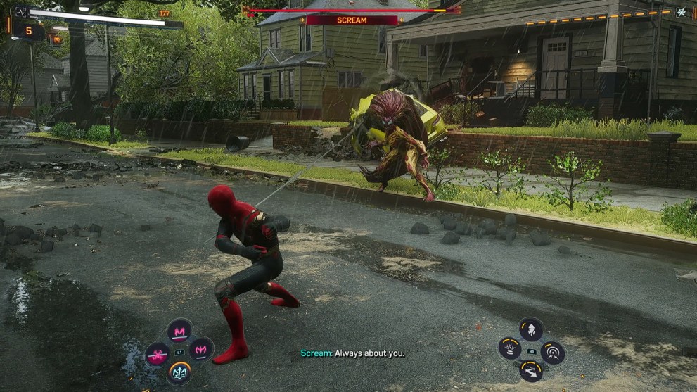 Scream boss fight in Spider-Man 2. 