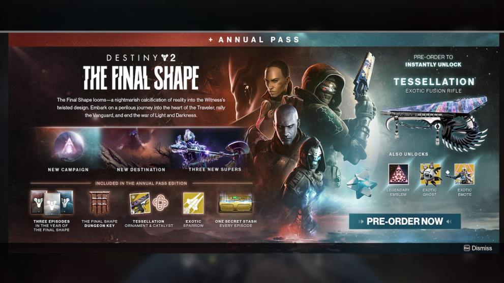 The splash screen for the The Final Shape expansion