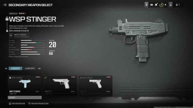 WSP Stinger Handgun in Modern Warfare 3