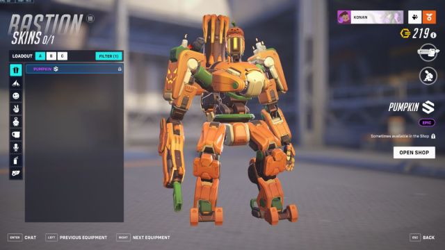 Bastion's Pumpkin skin in Overwatch 2