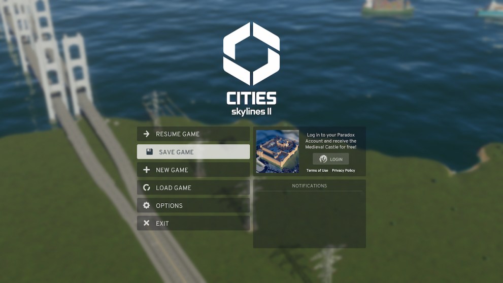 cities skylines 2 save game menu