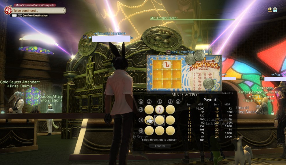 Final Fantasy 14 how to earn MGP from Mini Cactpot