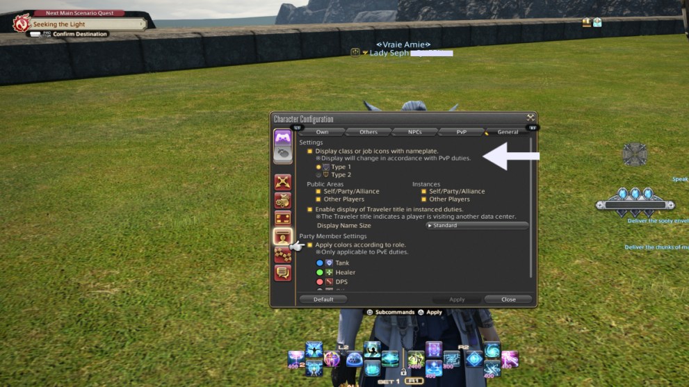 Final Fantasy 14 how to turn on job icons beside display names