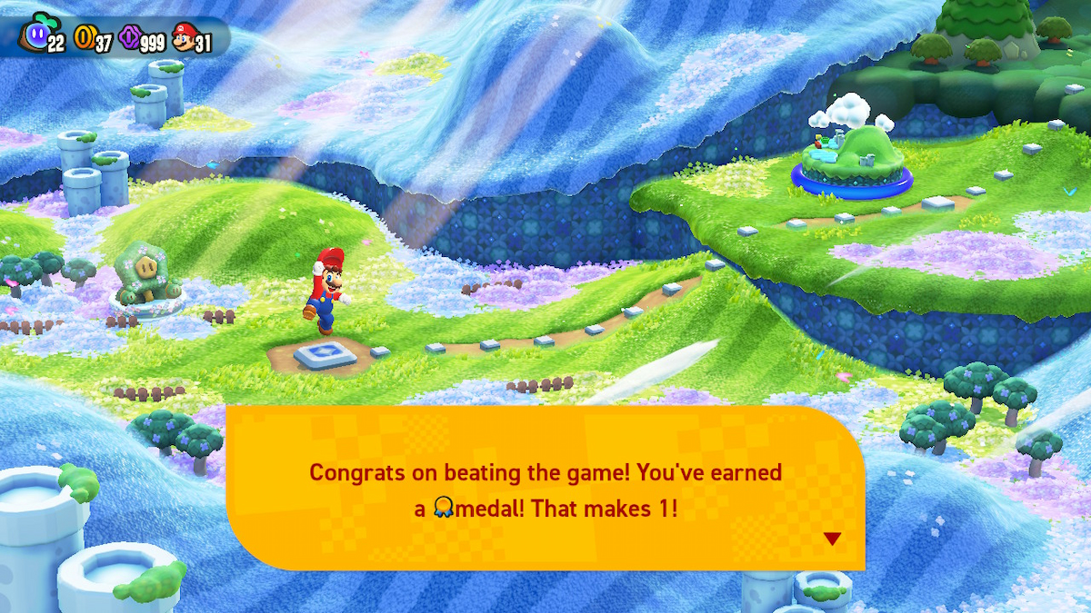 beating the game gives first medal