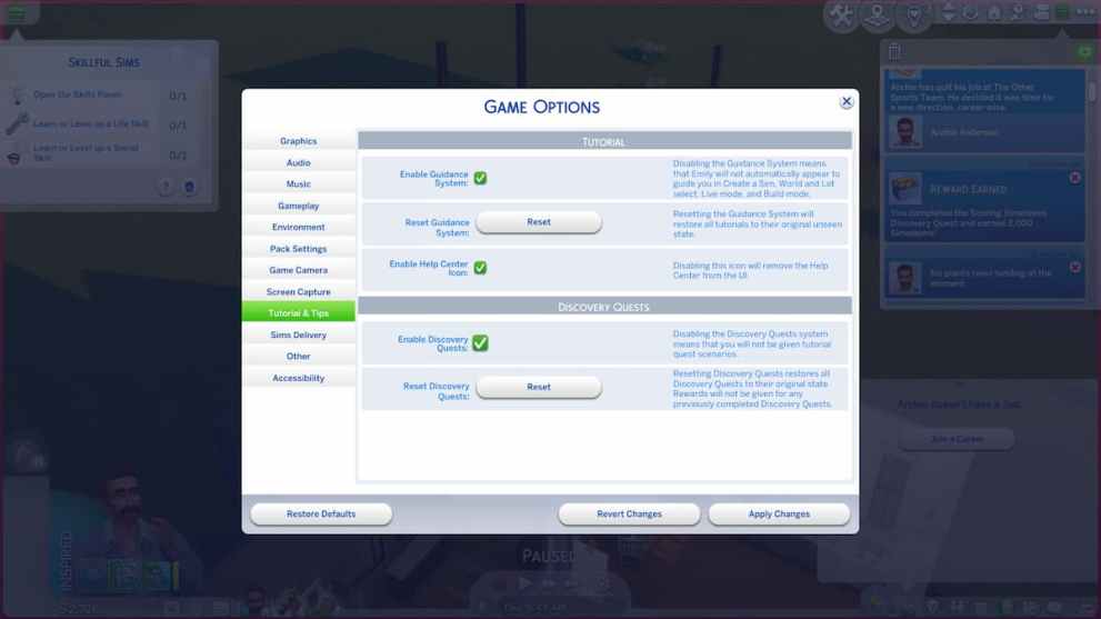 Sims 4 Discovery Quest Option