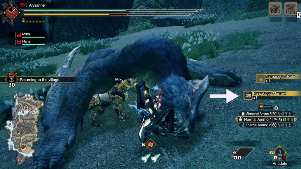 Monster Hunter Rise how to get Nargacuga Marrow to drop