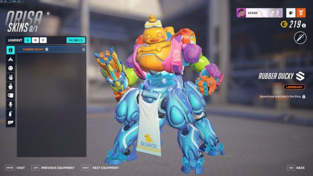 Orisa's Rubber Ducky skin in Overwatch 2