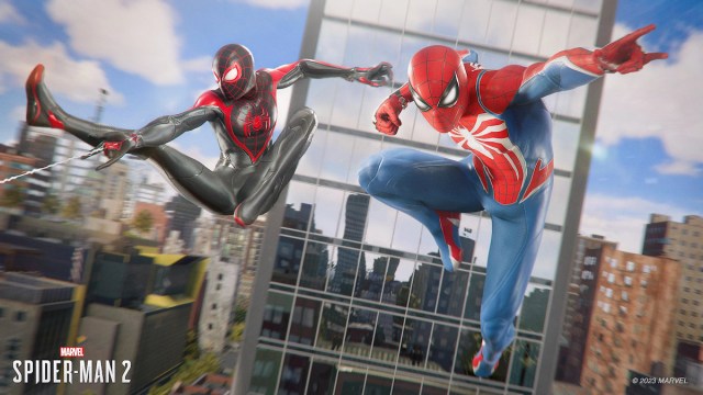 spider-man 2 peter & miles swinging screenshot