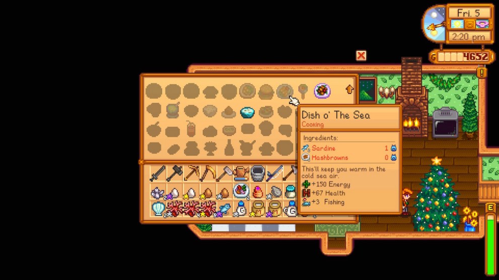 stardew valley dish o' the sea sardine hashbrowns