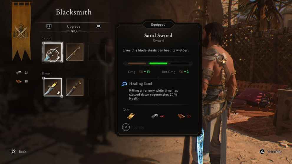 Sand Sword Upgrade Recipe in Assassin's Creed: Mirage