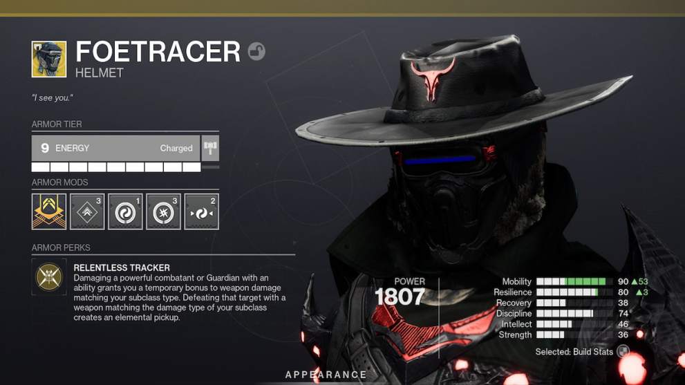 the Foetracer Exotic helmet in Destiny 2