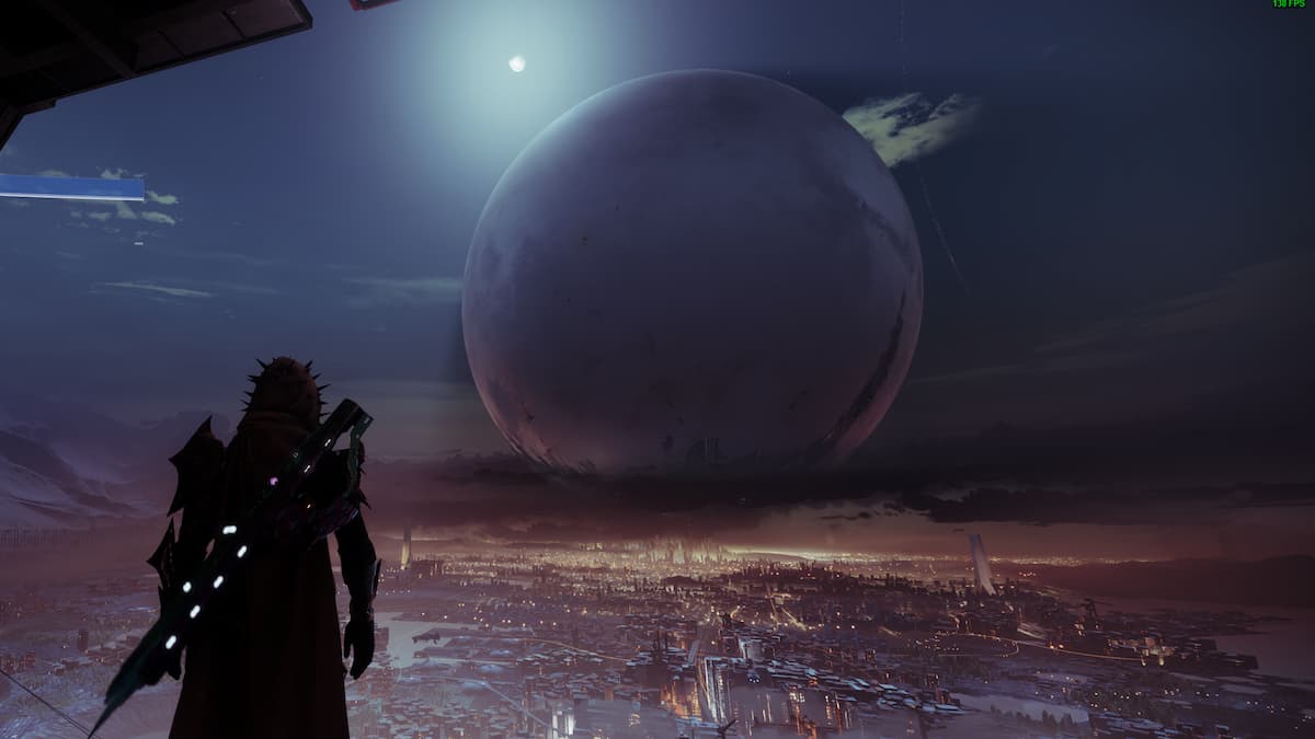 A new light Warlock overlooking the Tower and Traveler in Destiny 2