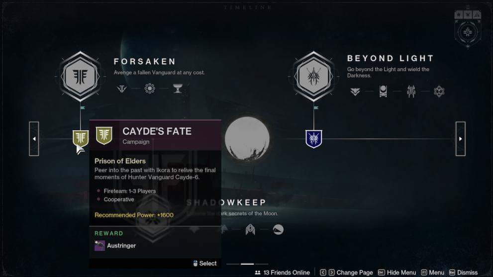 The splashscreen for the 2nd page of the Timeline in Destiny 2