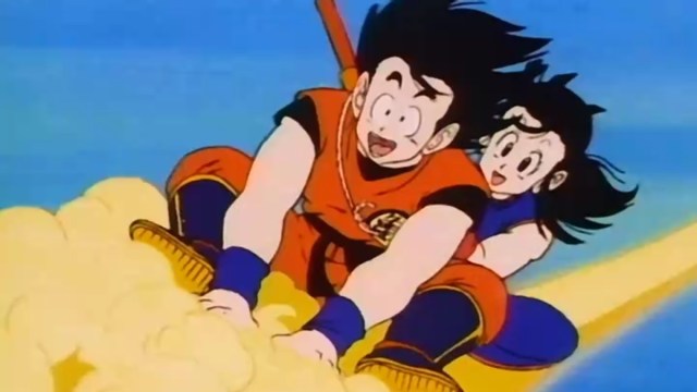 Goku and Chi Chi Riding Nimbus Together in Dragon Ball (Best Anime You Can Watch on Hulu)