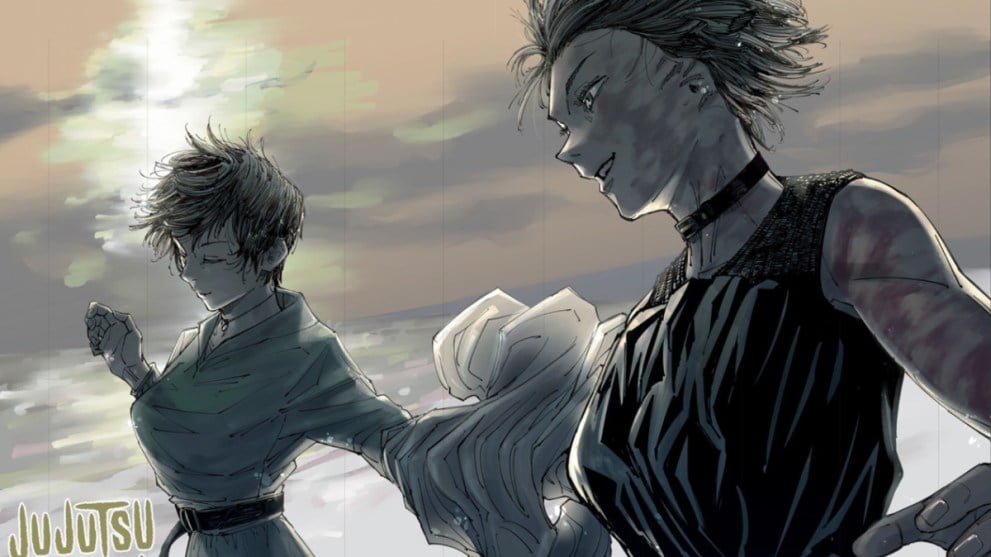 Maki and Mai Holding Hands and Running in the Ocean in Jujutsu Kaisen Perfect preparation Arc