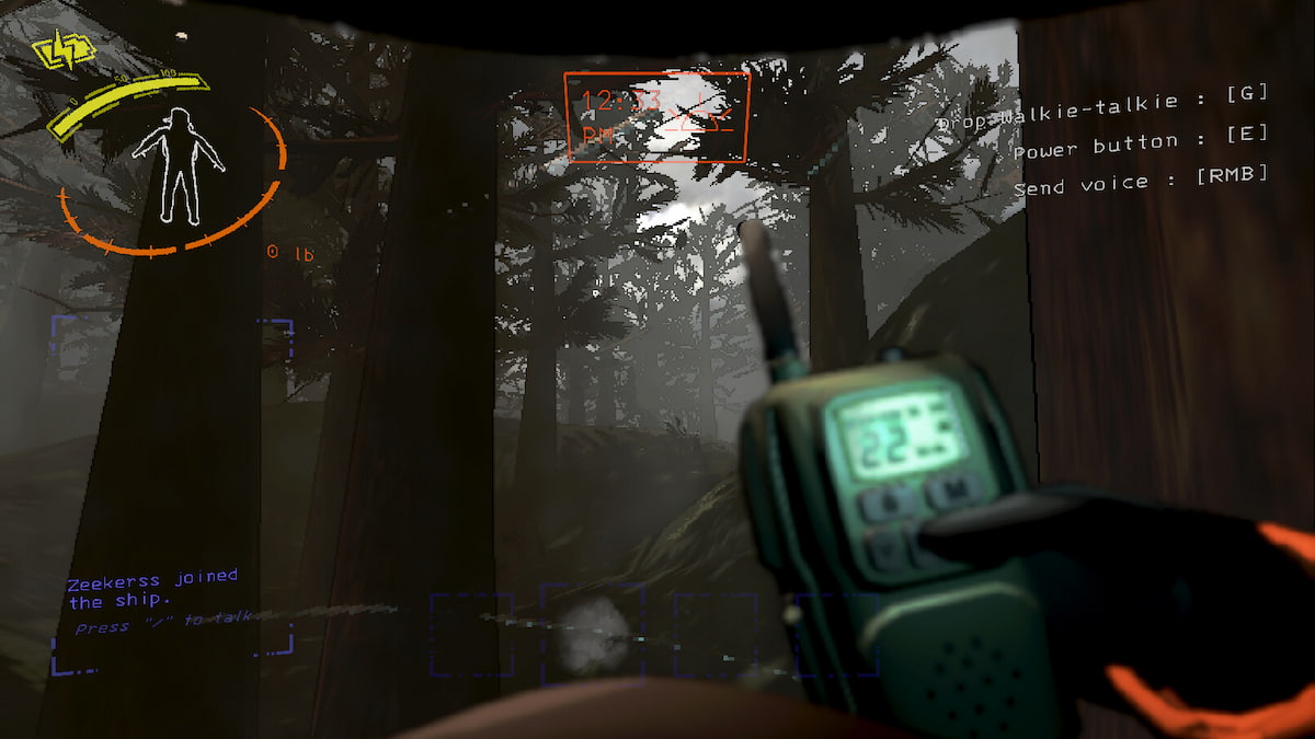 A forest moon in Lethal Company showing the walker-talkie
