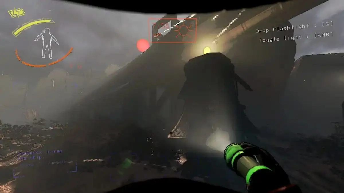 A foggy moon in Lethal Company while the player holds a flashlight