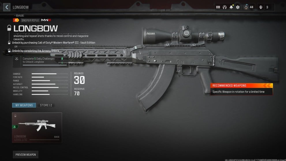 MW3 Longbow Sniper Rifle 