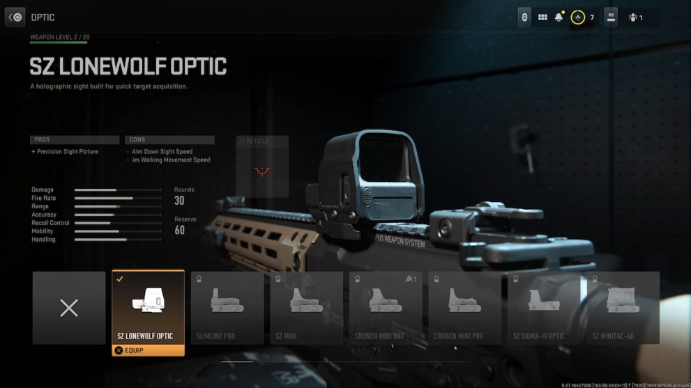 Modern Warfare 3 mw3 optics reticle sight
