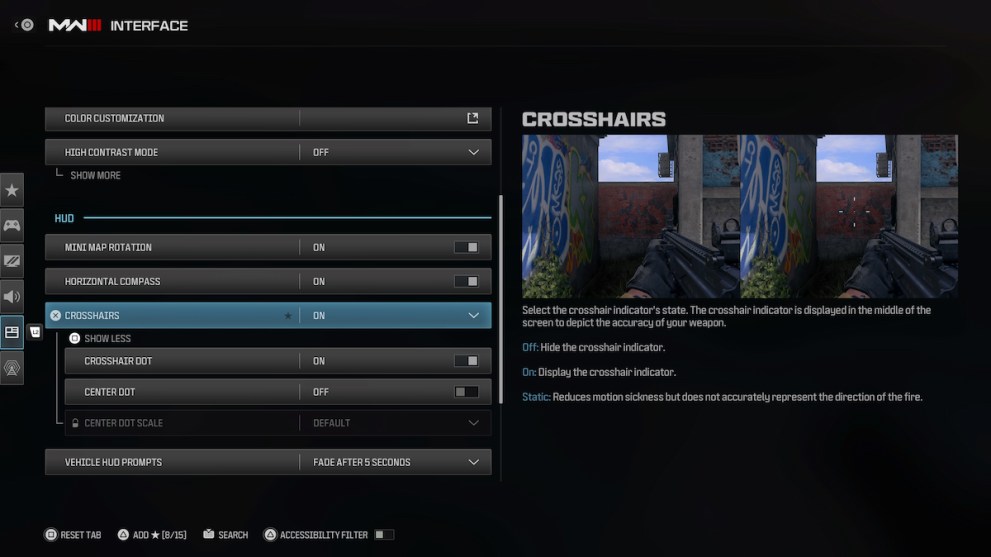 modern warfare 3 mw3 crosshair reticle settings