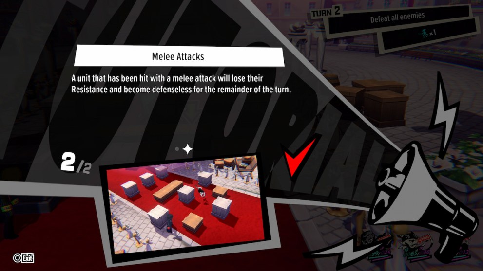 melee attack tutorial screen