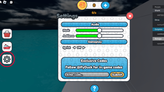 How to Redeem Codes in Yacht Tycoon.