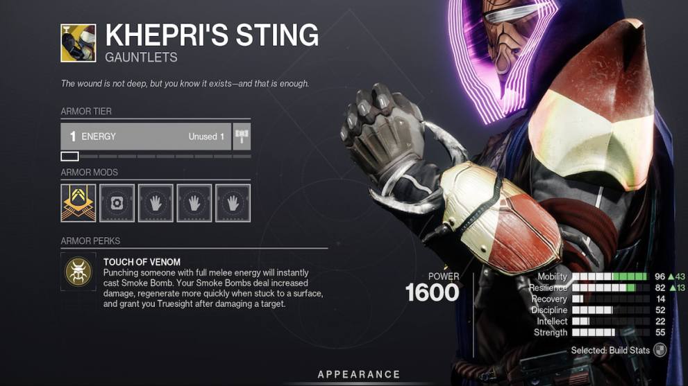 Khepri's Sting Exotic Armor in Destiny 2