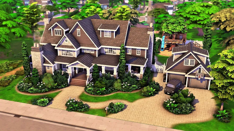 A large, multigenerational home build in The Sims 4 Growing Together's world.
