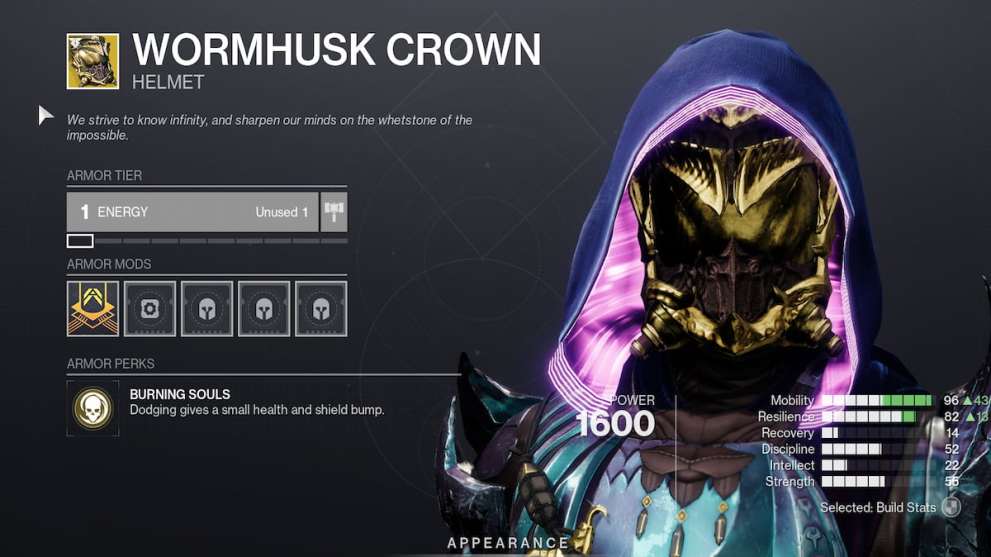 Wormhusk Crown Exotic Armor in Destiny 2