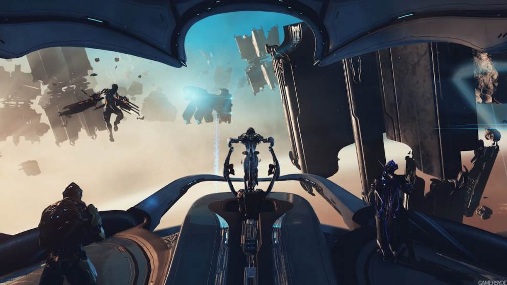 an official screenshot from the launch of Railjack in Warframe