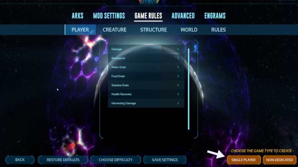 Ark Survival Ascended how to turn on single player settings